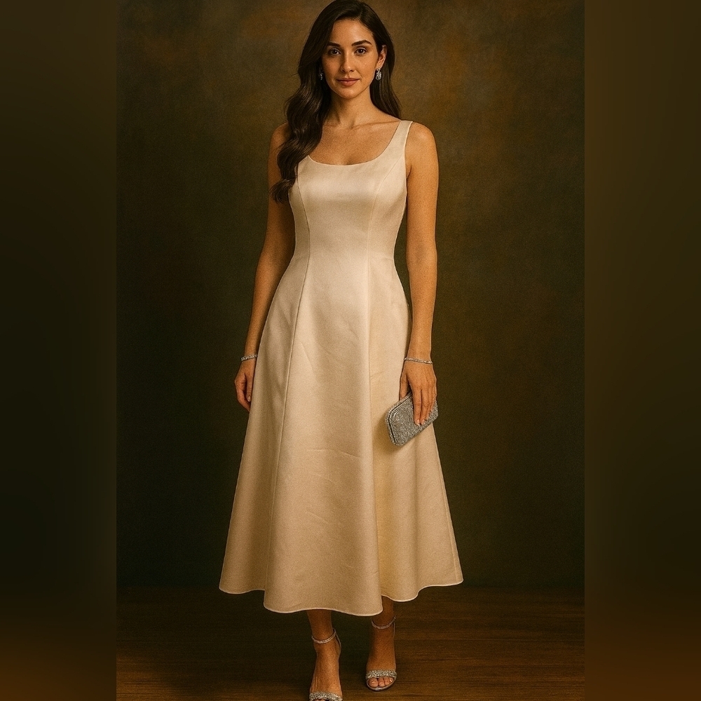 Elegant Cream/white Evening Dress. Size 6. Fully Lined. Ankle Length. Wedding